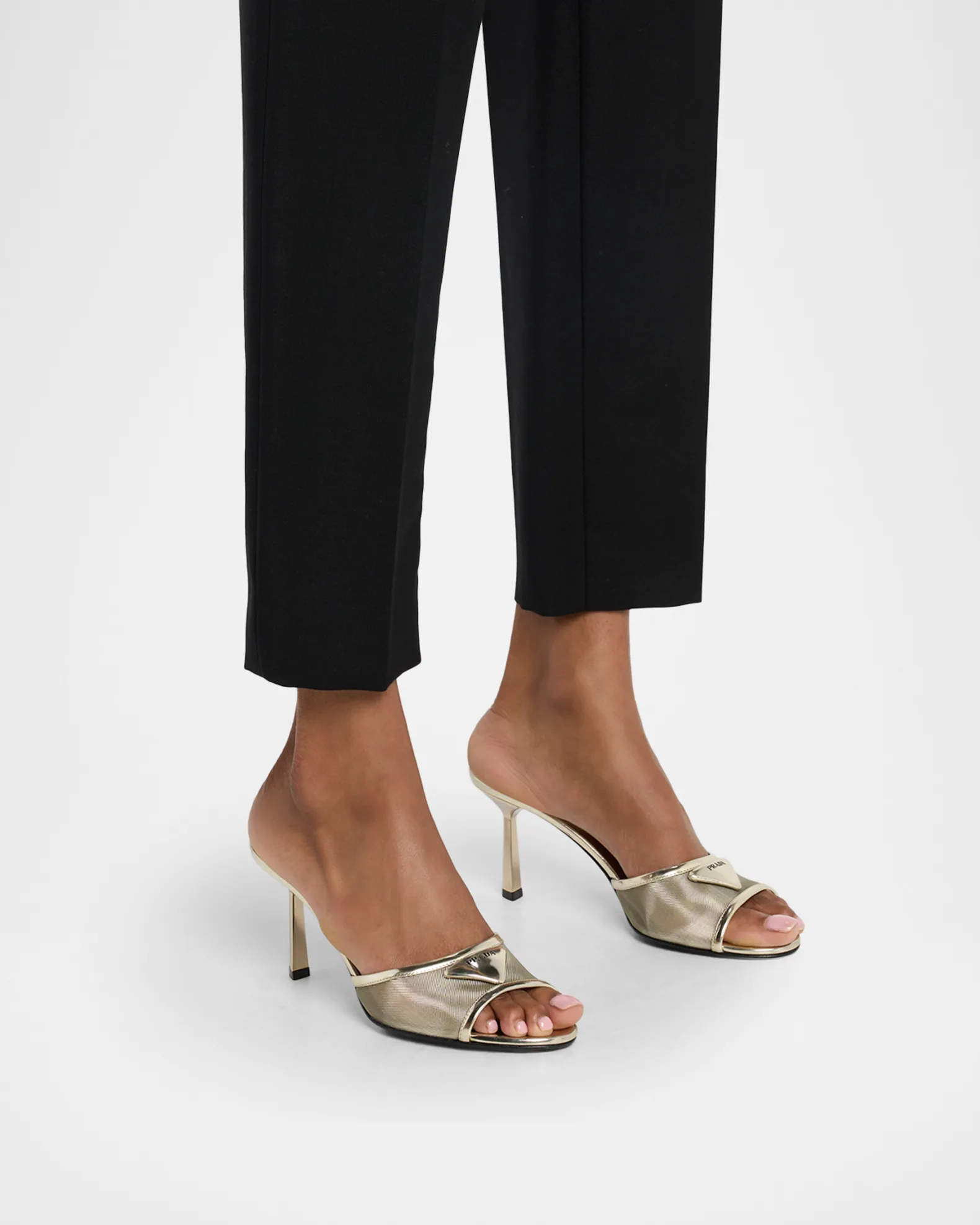 75mm Metallic Leather Mesh Sandals view 2