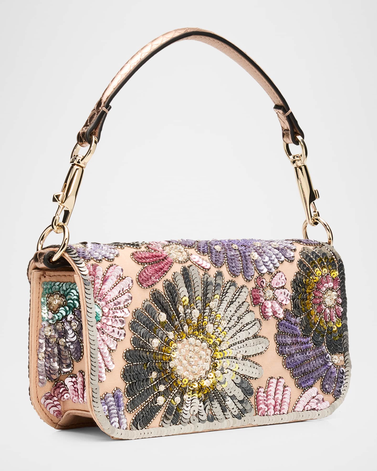 Small Crystal VLogo Sequin Burst Shoulder Bag view 2