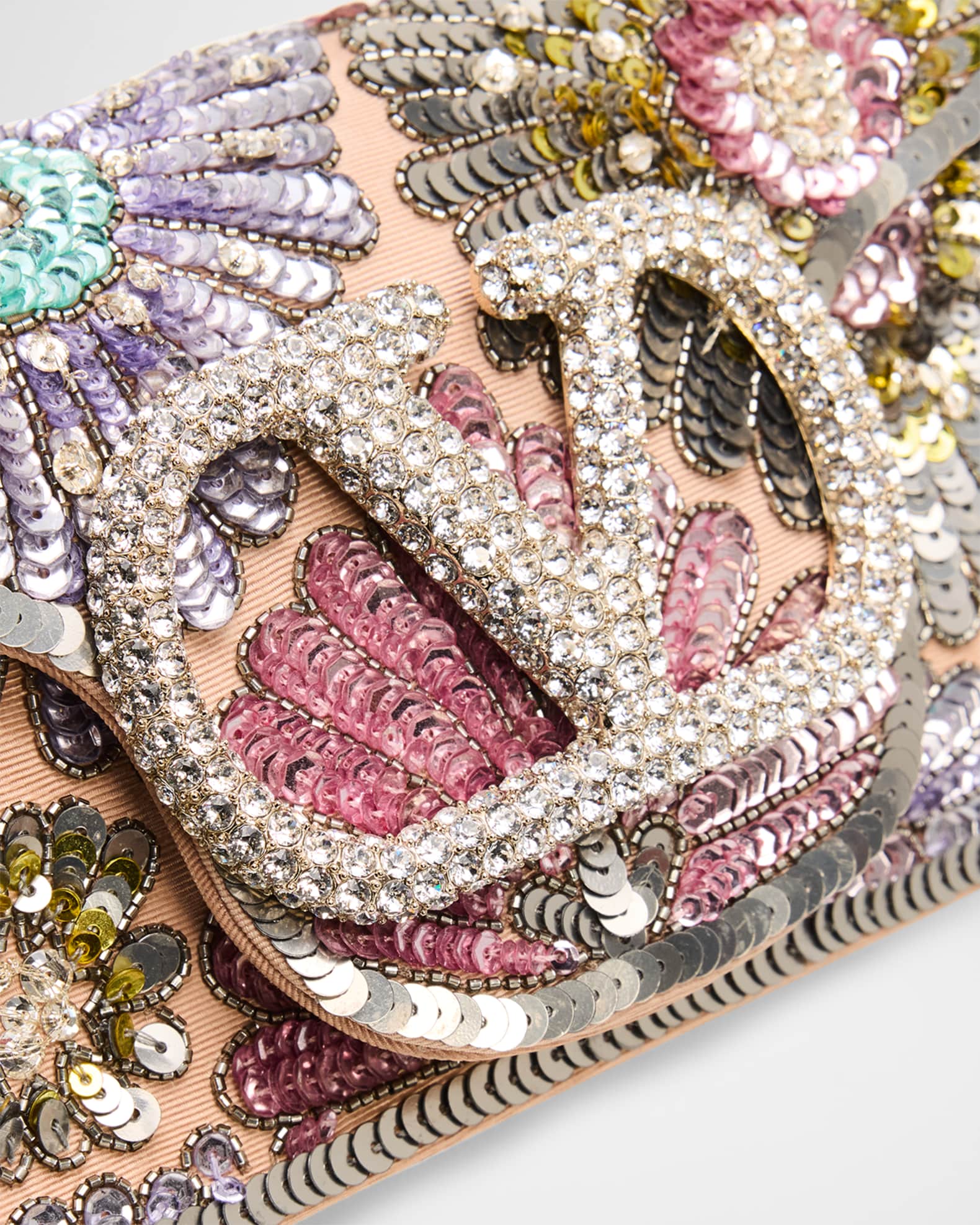 Small Crystal VLogo Sequin Burst Shoulder Bag view 4