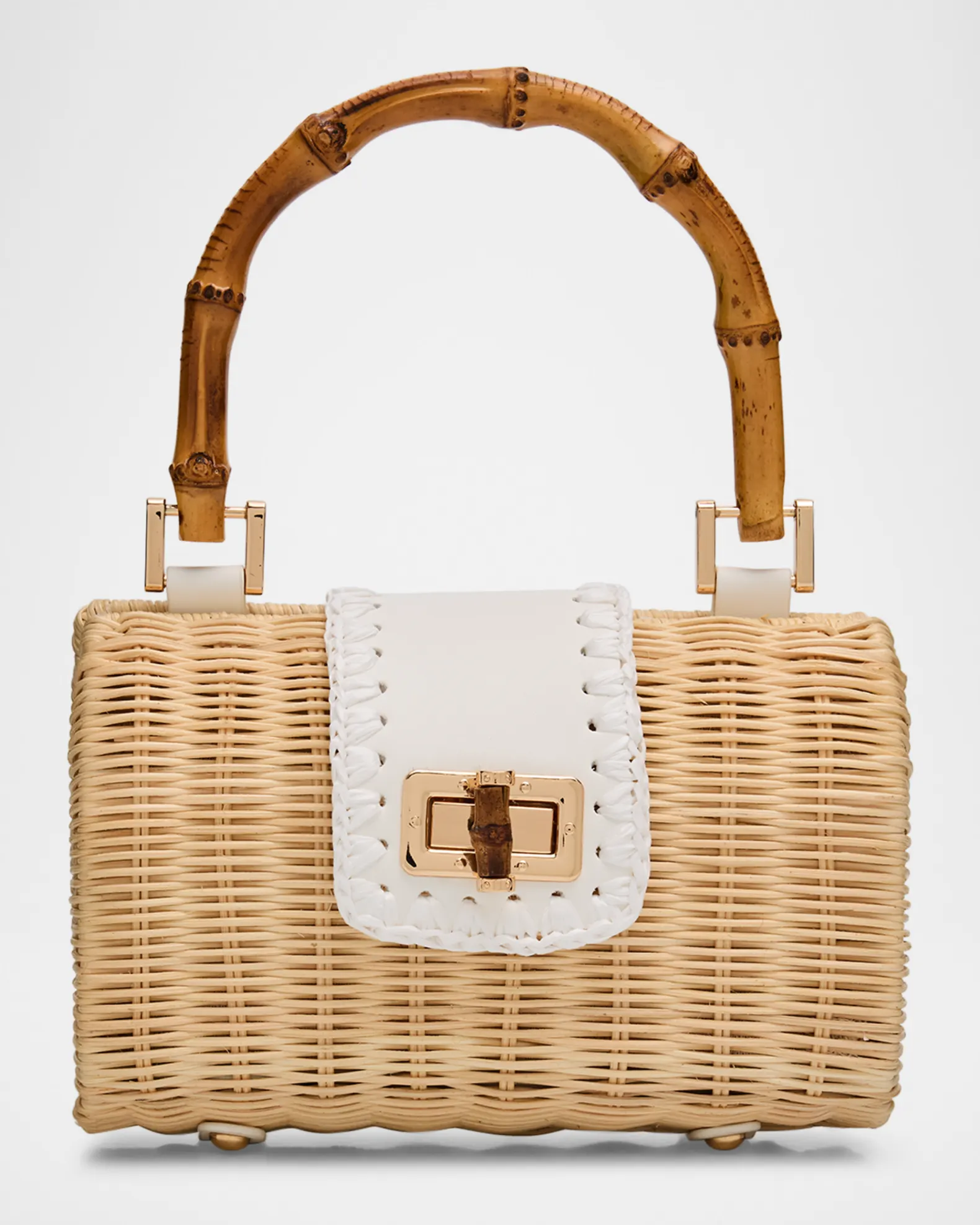 Brandi Woven Rattan Top-Handle Bag