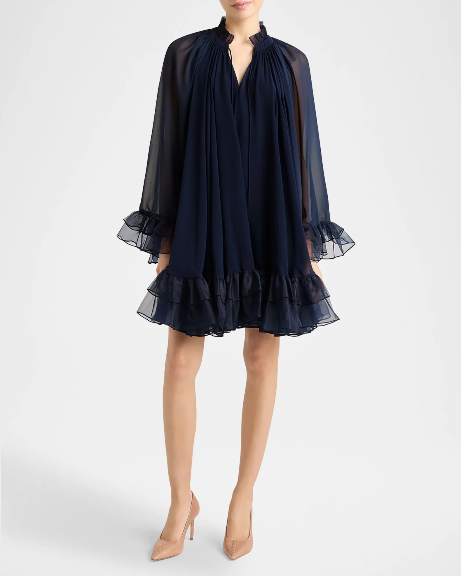 Clairette Ruffled Trapeze Mini Dress view 2