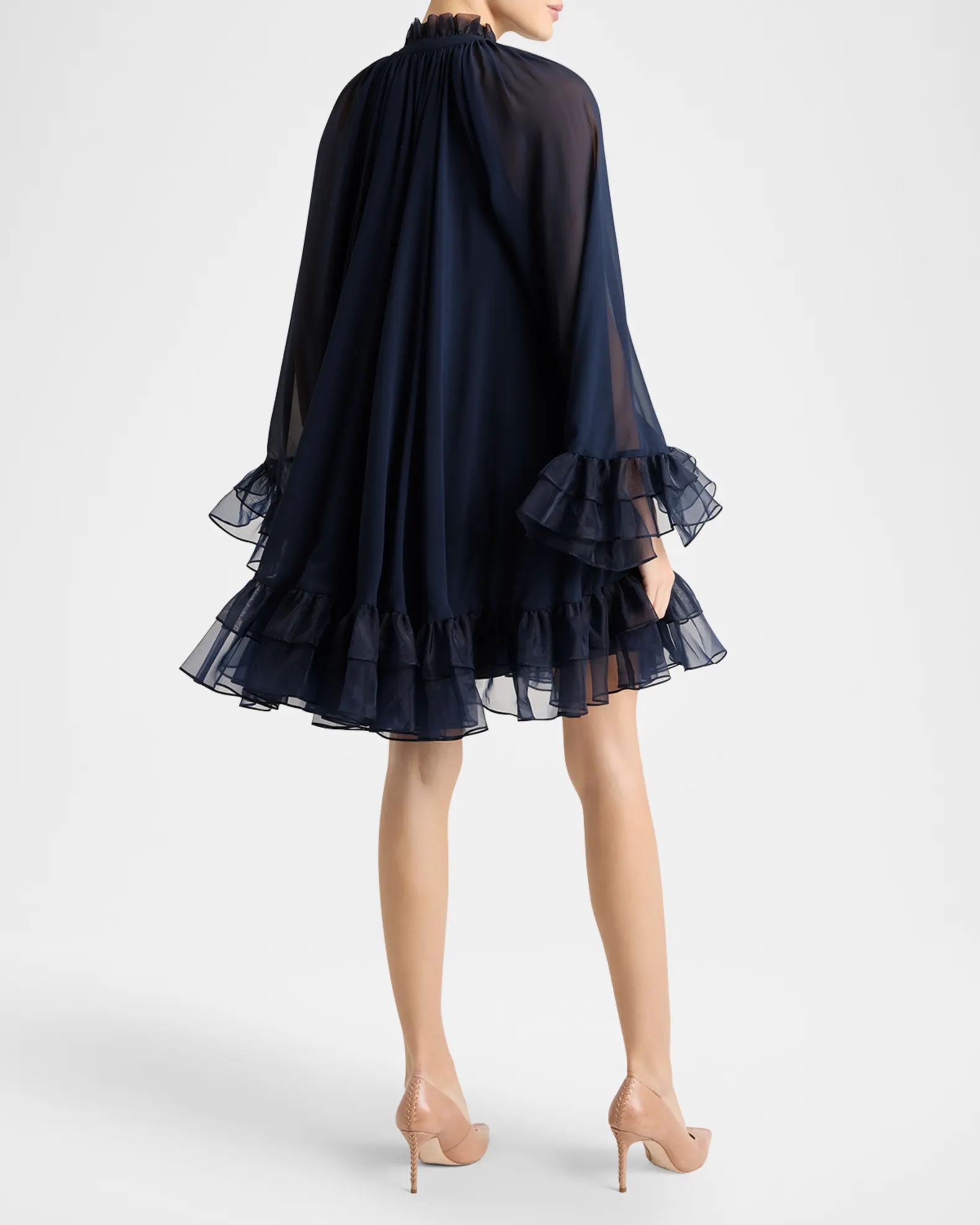 Clairette Ruffled Trapeze Mini Dress view 3