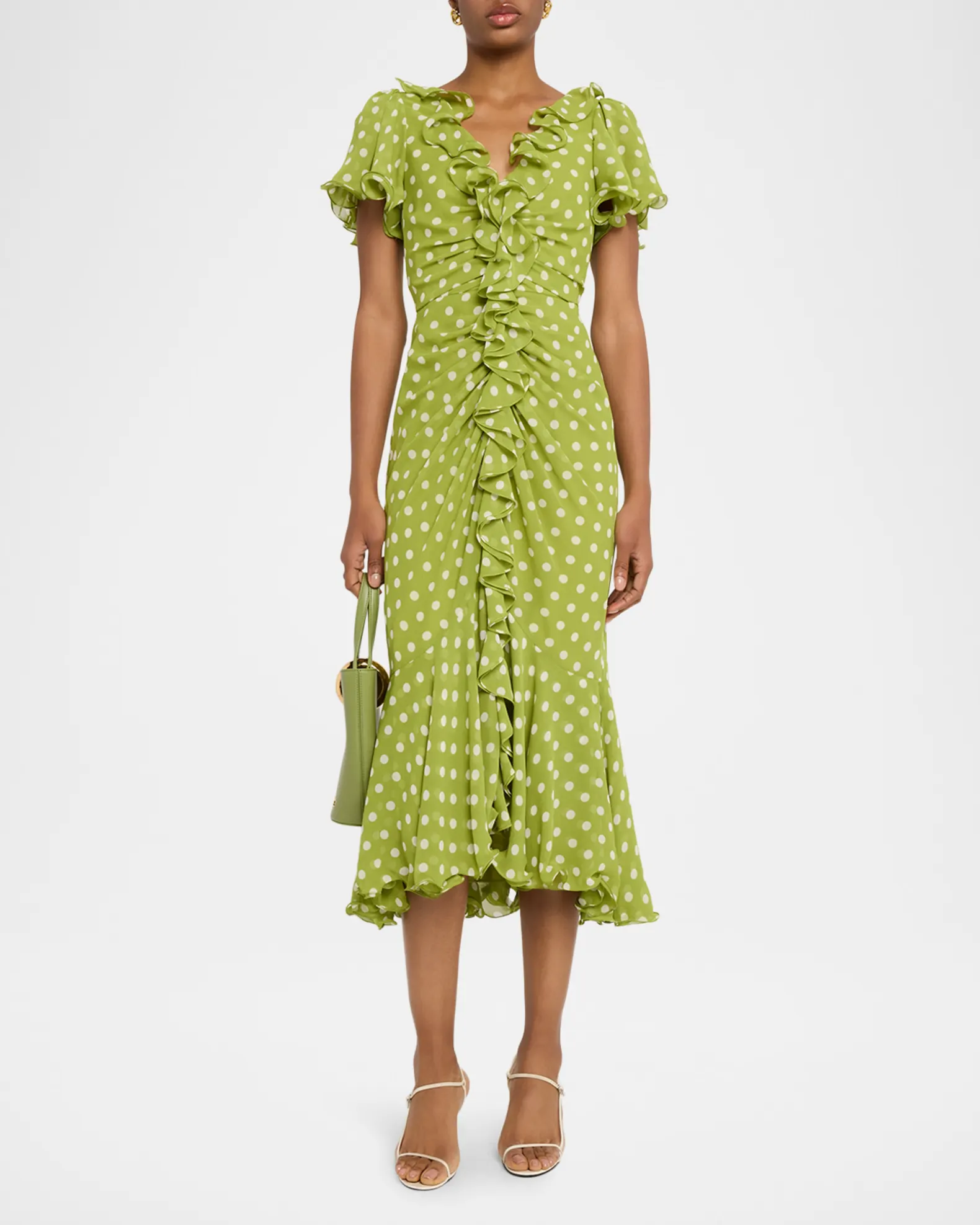 Madga Drop-Waist Camille Polka Dot Midi Dress view 2