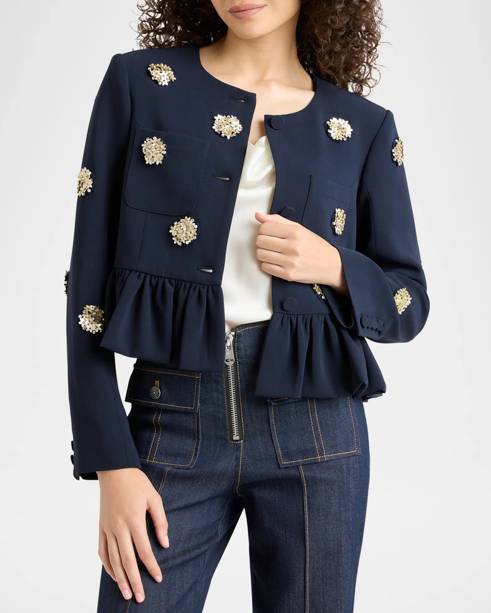 Zellie Flower Dots Crepe Jacket view 3